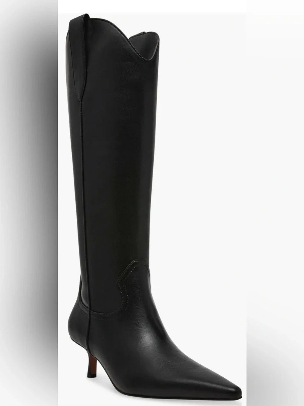 Steven New York New Britt Knee High Western Boots Black Pointed Toe 7.5